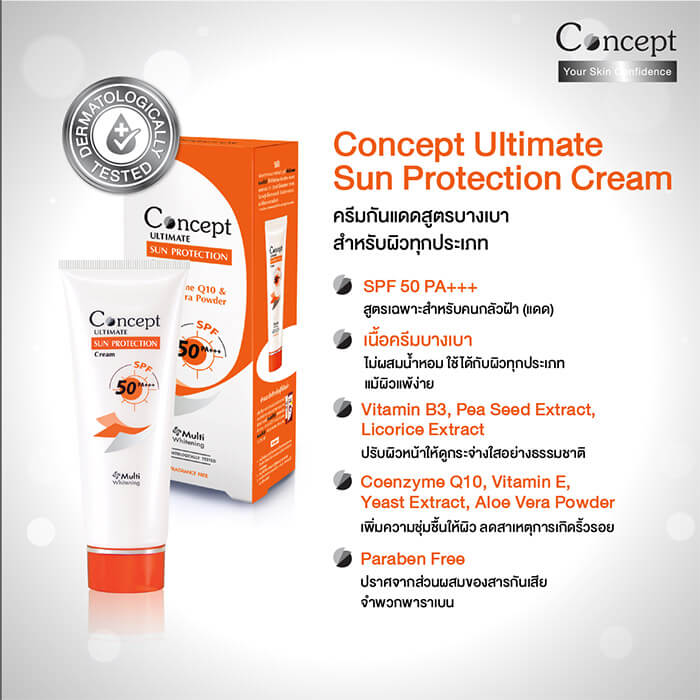 Concept Sun Protection , ครีมกันแดด สูตรเนื้อบางเบา ,ครีมกันแดด เนื้อบางเบา ยี่ห้อไหนดี,คอนเซ็ปท์ อัลทิเมท ซัน โพรเทคชั่น ครีม